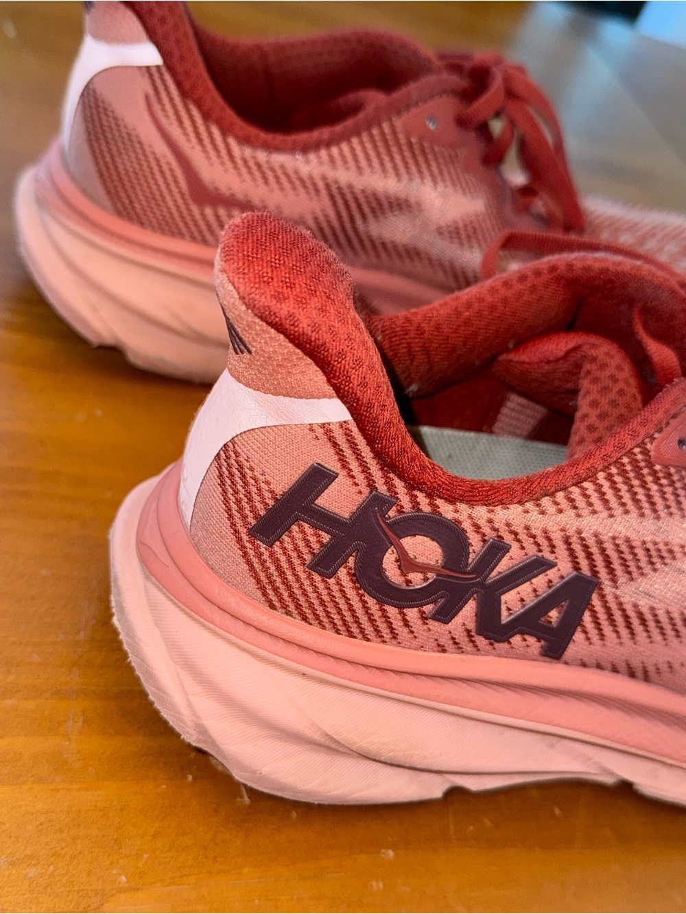 HOKA Clifton 9 Womens 8.5 B Pink Red Running Shoes Cushioned Walking Sneakers - Picture 5 of 11